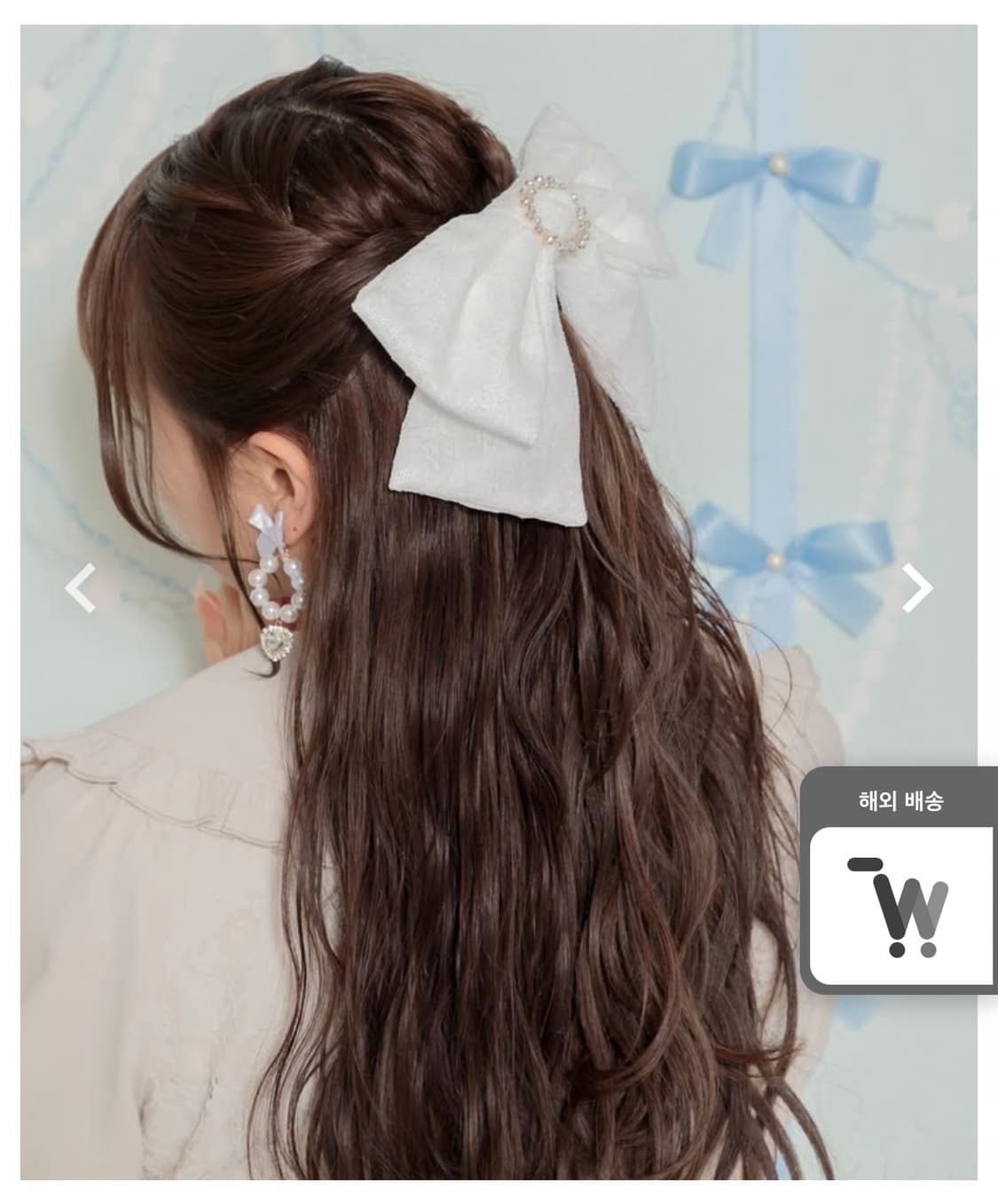 Rojita 로지타 화이트 비쥬 빅 리본 쟈가드 헤어핀 상품이미지4