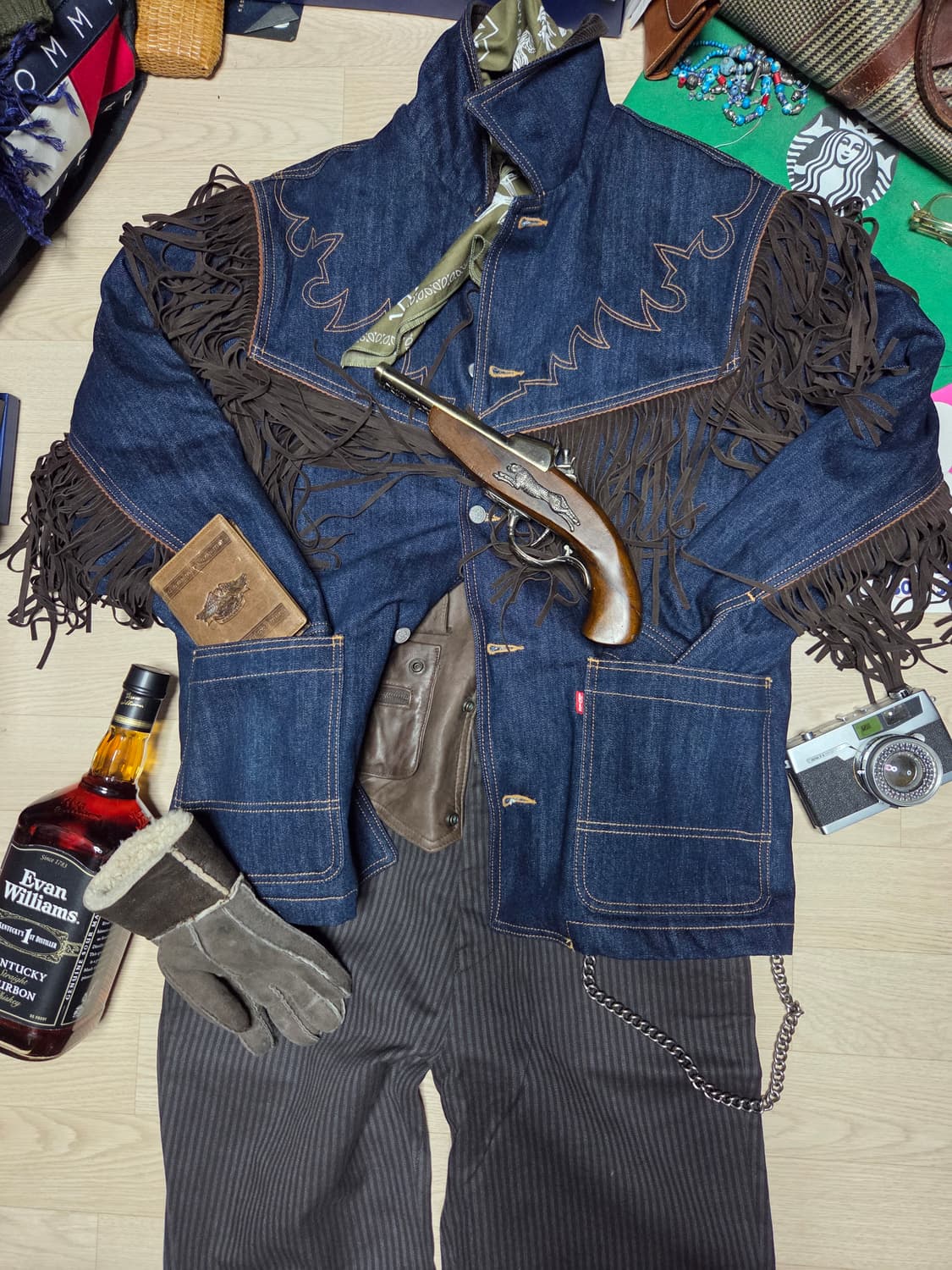 (새상품)겐조 x 리바이스 데님 자켓 카코트 웨스턴 청자켓 프린지 상품이미지8