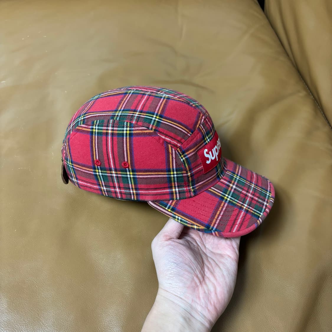 슈프림 캠프캡 모자 박스로고 20FW 타탄체크 레드 상품이미지4