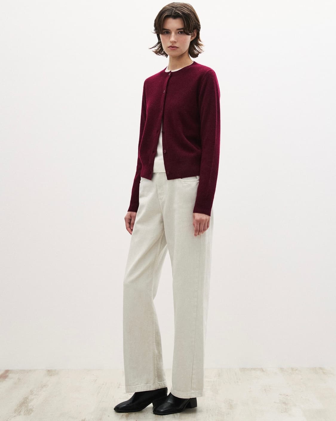 (새상품) 캐시미어 가디건 버건디 S  상품이미지3