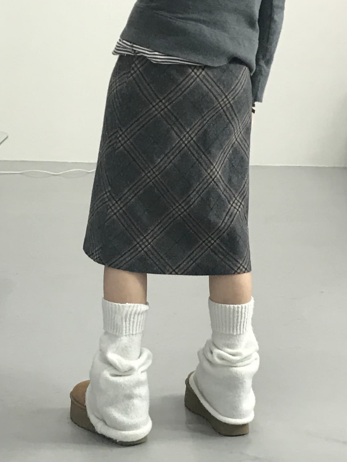 Jpn Wool Checked Midi Skirts 상품이미지2