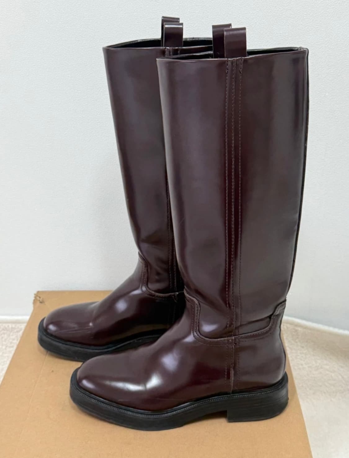 [ 자라(ZARA)]  딥 버건디 기모 롱부츠 (EU 37) 상품이미지8