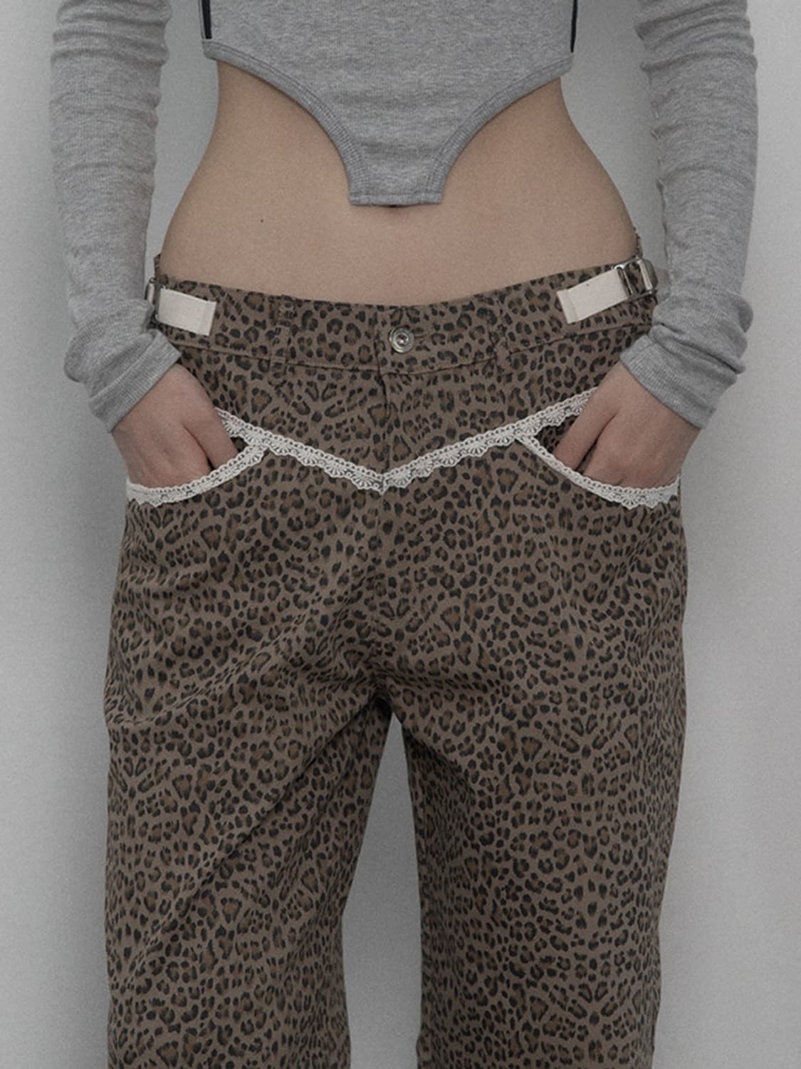 셋업이엑스이 LEOPARD LACE PANTS / BEIGE 상품이미지1
