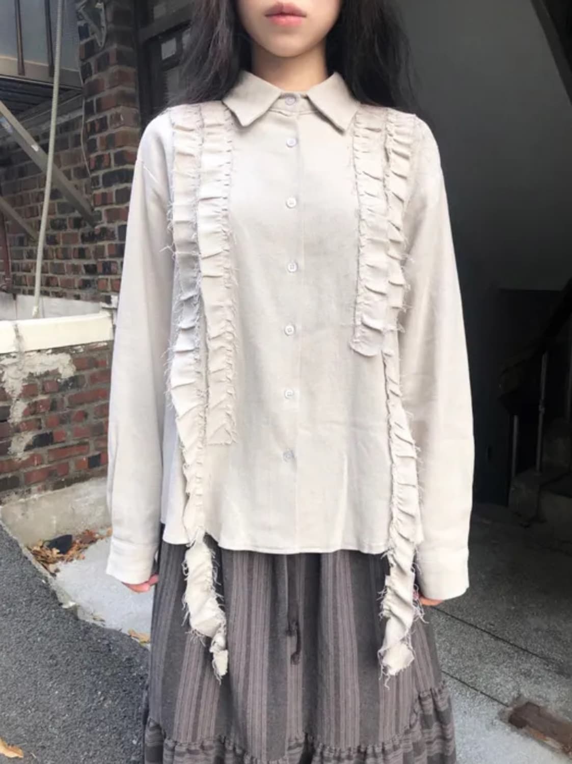 그린씨 더스티 프릴 셔츠 상품이미지2