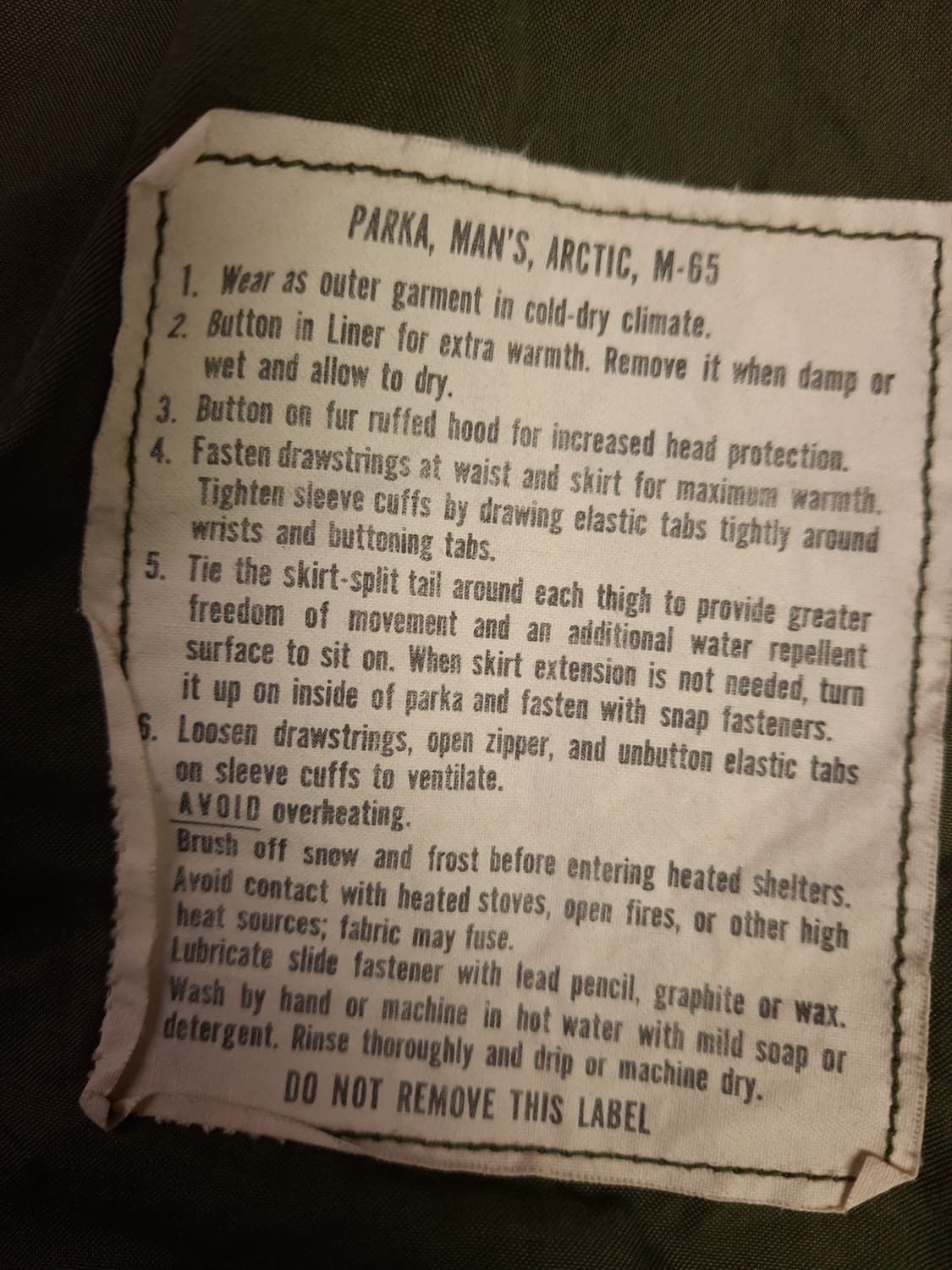 완전 새제품 오리지날 초기형 미군 M-65피쉬테일 개파카 스몰 풀셋트 상품이미지7