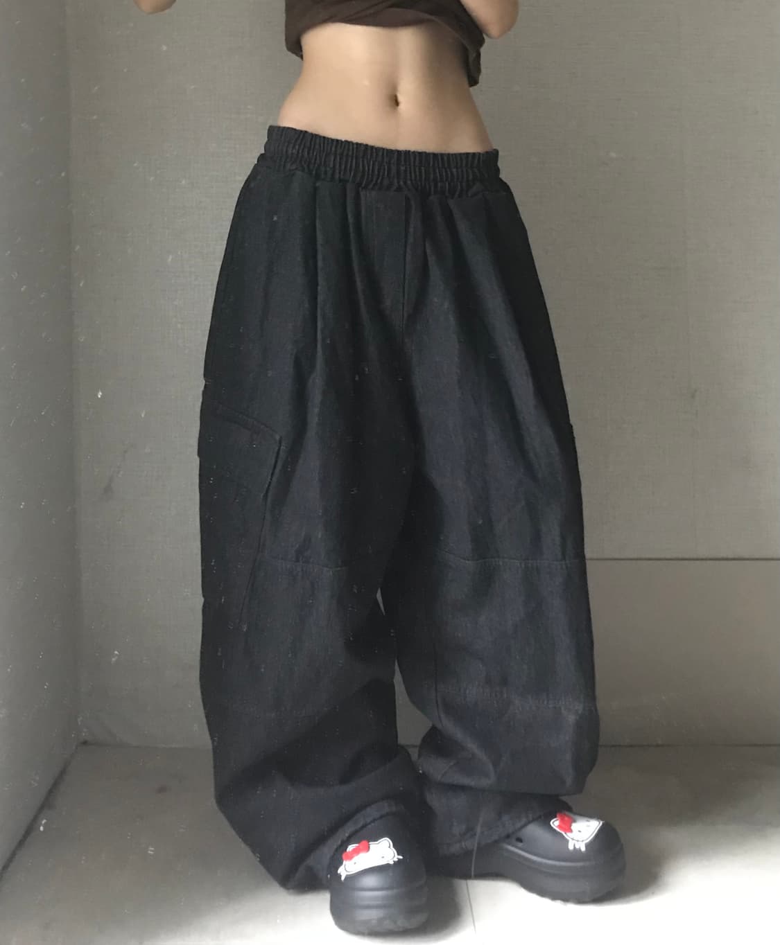 빈티지 와이드 벌룬핏 데님카고팬츠 상품이미지3
