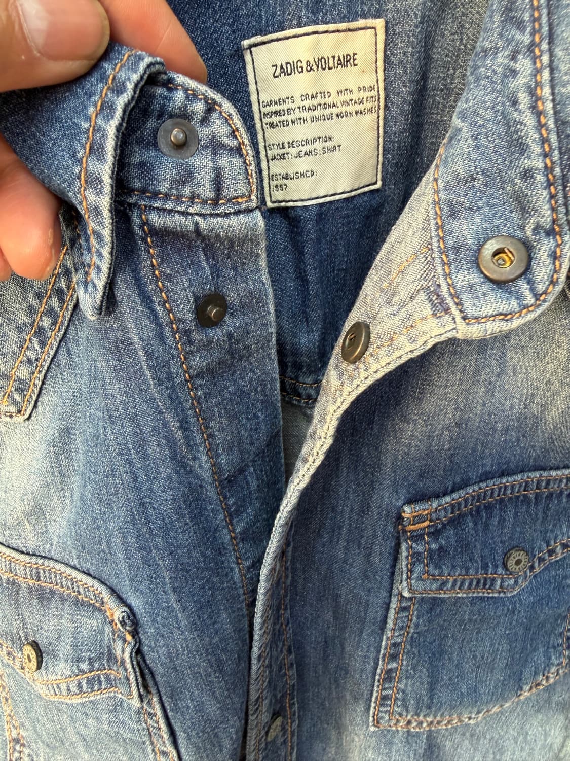 정품) 쟈딕앤볼테르 데님 자수 셔츠 자켓 XS 상품이미지5
