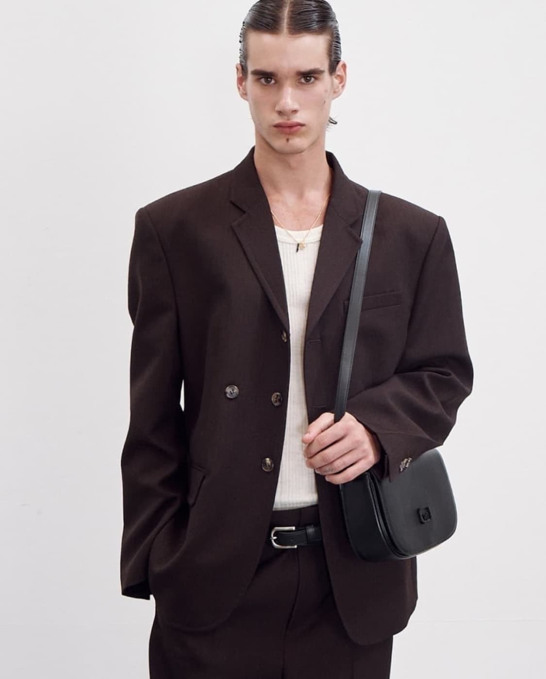 23fw 렉토 빈티지 스트라이프 버진 울 블레이저 빈티지 브라운 상품이미지1