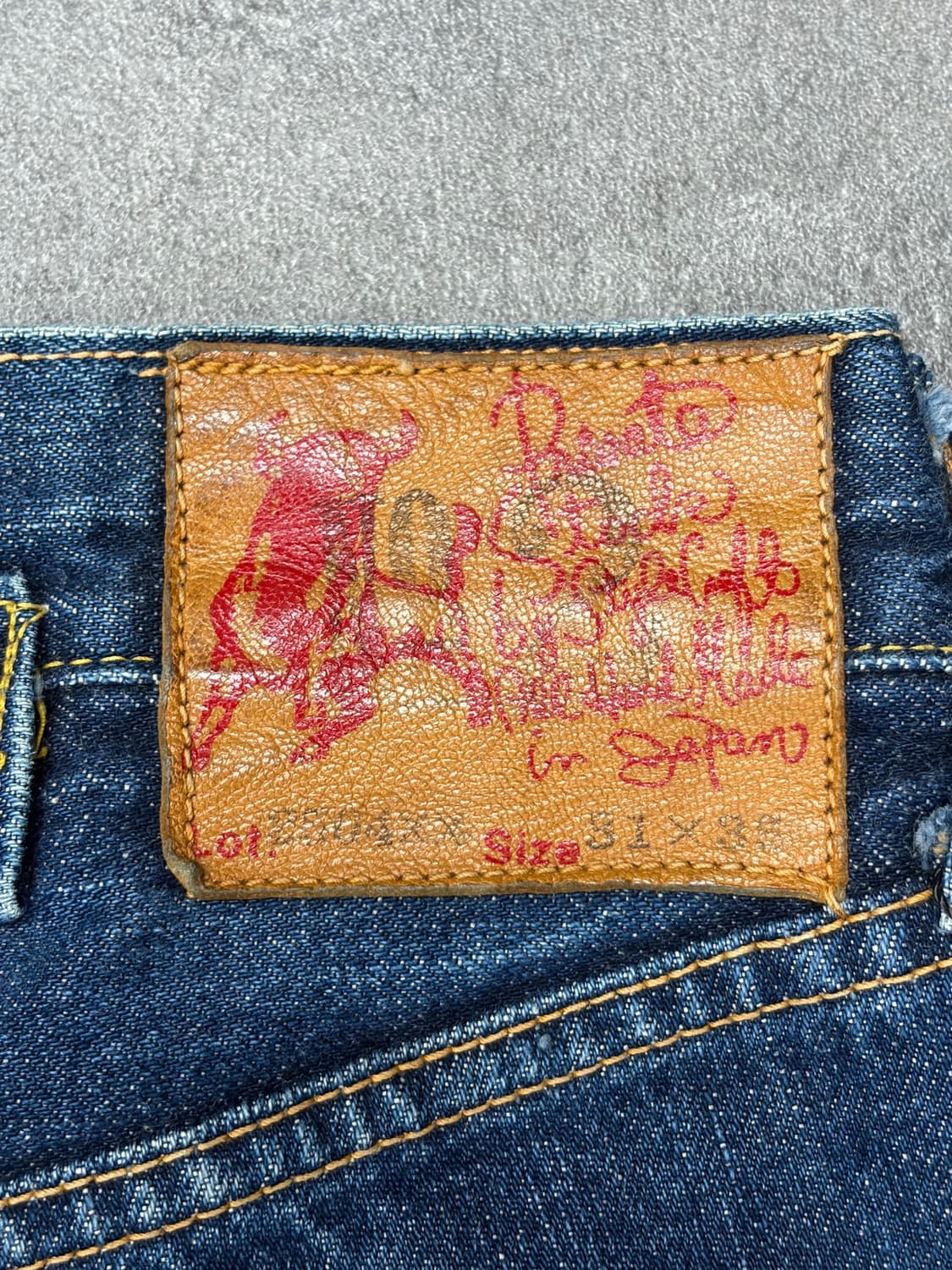 90s evisu 초기형 evis 황소패치 셀비지 데님 팬츠 상품이미지8