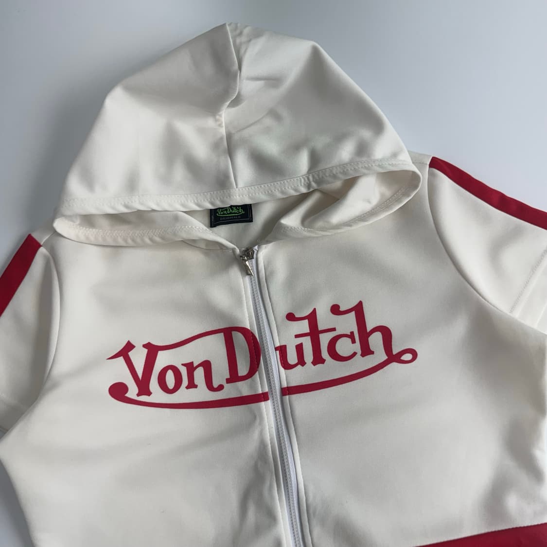 Von Dutch 본거치 레드 로고 화이트 반팔 후드집업  상품이미지4