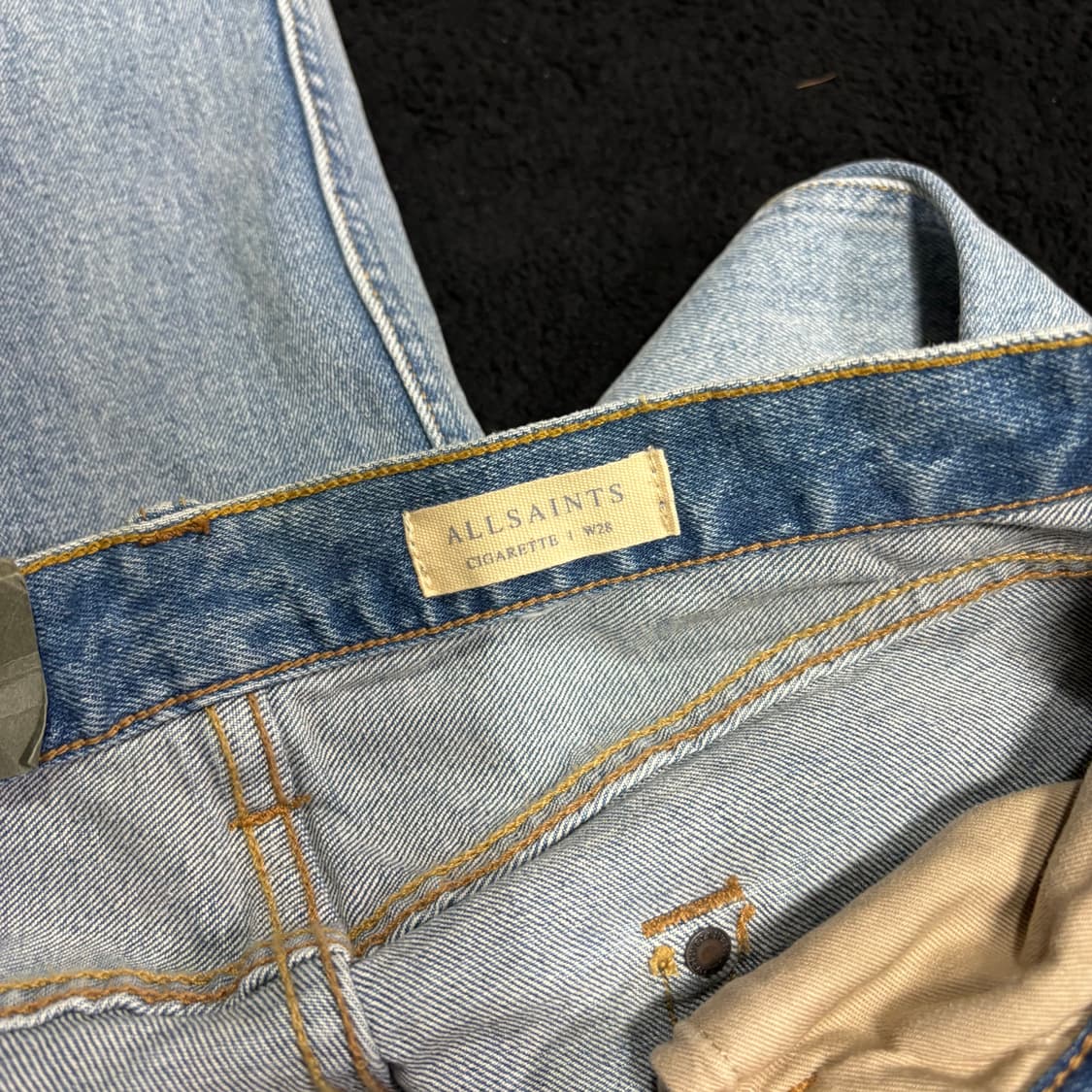 새상품 28 올세인츠 시가렛 연청 디스트로이드 데님팬츠 상품이미지5