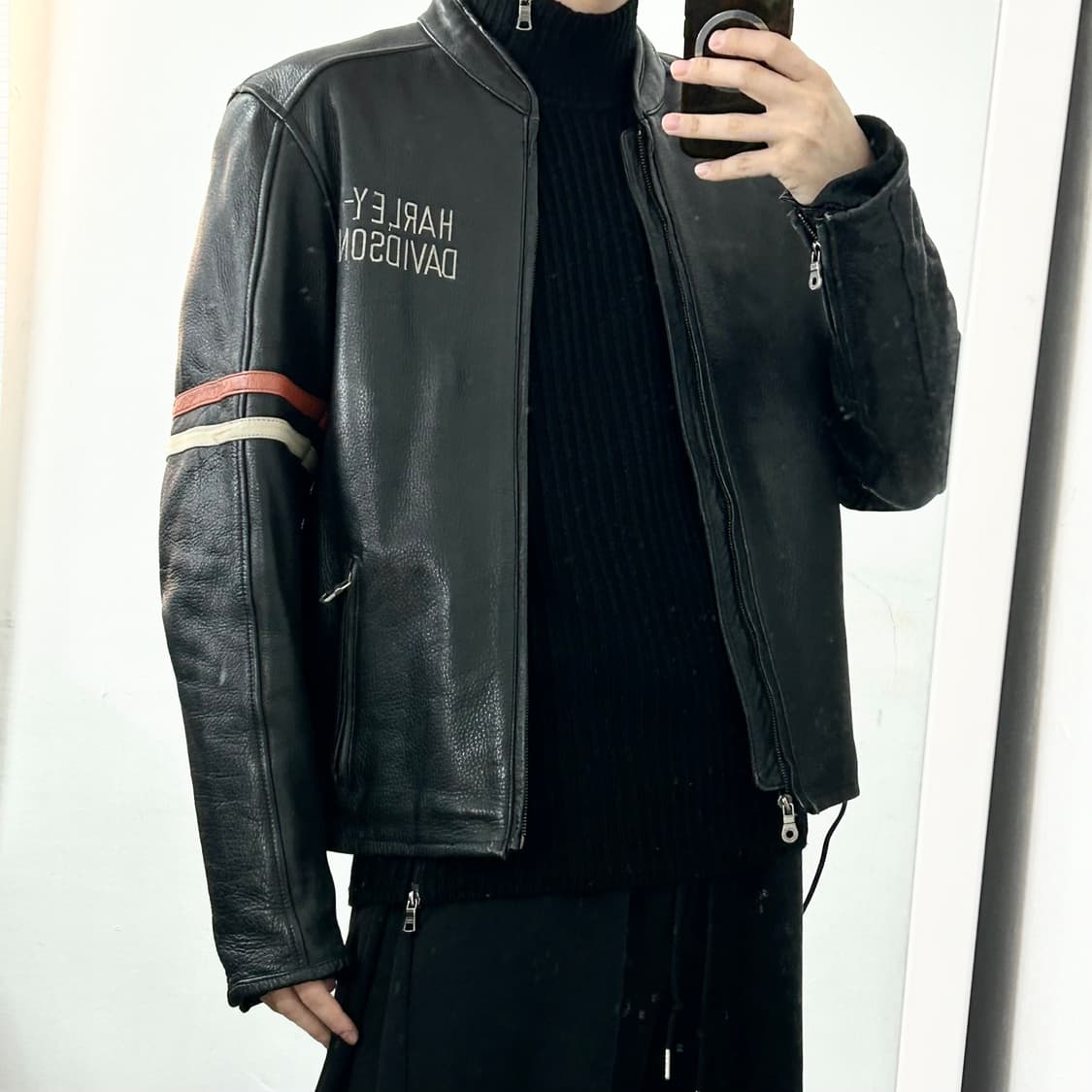 할리데이비슨 엠브로이더리 소가죽 라이더 자켓 상품이미지4