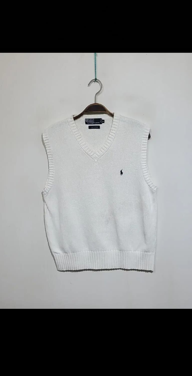 (95) 랄프로렌 폴로 니트조끼 화이트 로고 베스트 브이넥  상품이미지1