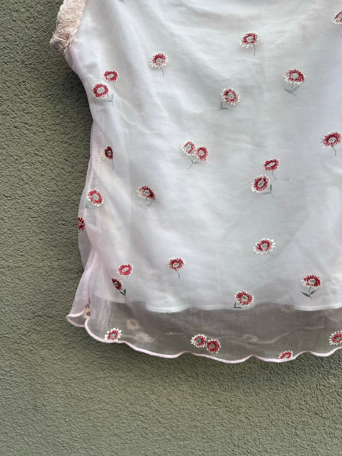 Pink Floral Lace Sleeveless Top 상품이미지5