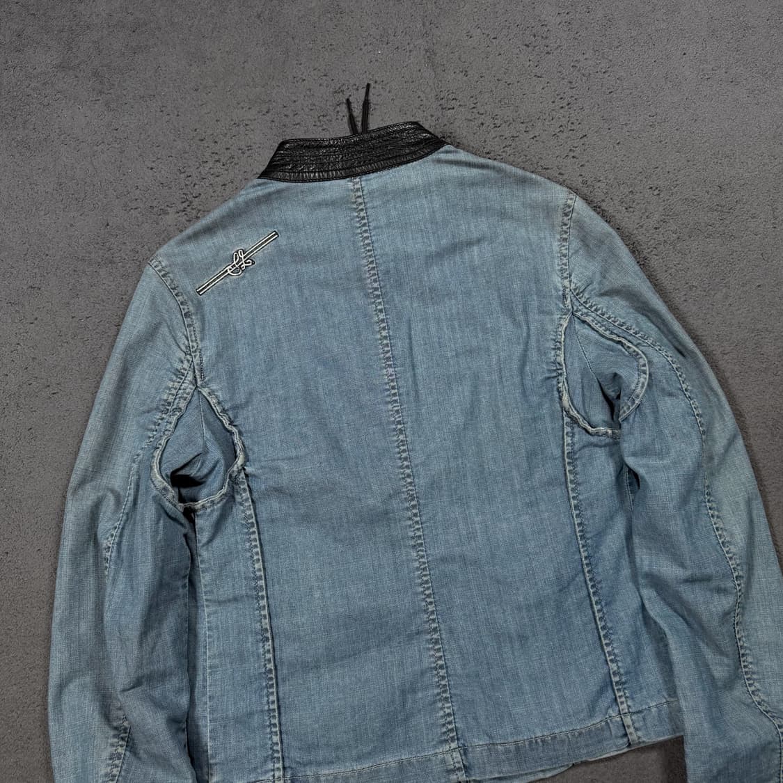 Diesel 디젤 스타일랩 레더카라 데님 크롭 자켓 상품이미지4