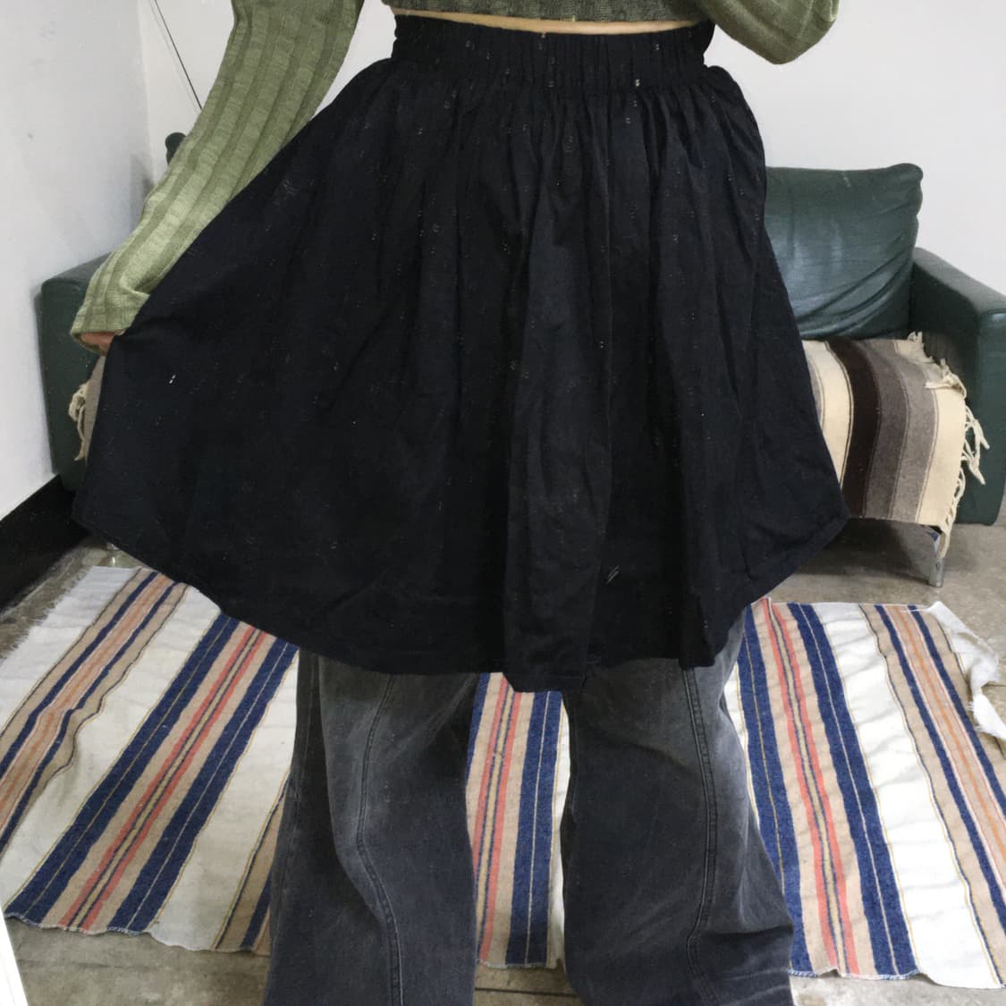 투티/0160 블랙 미디 모리걸 y2k 스커트 레이어드 상품이미지1