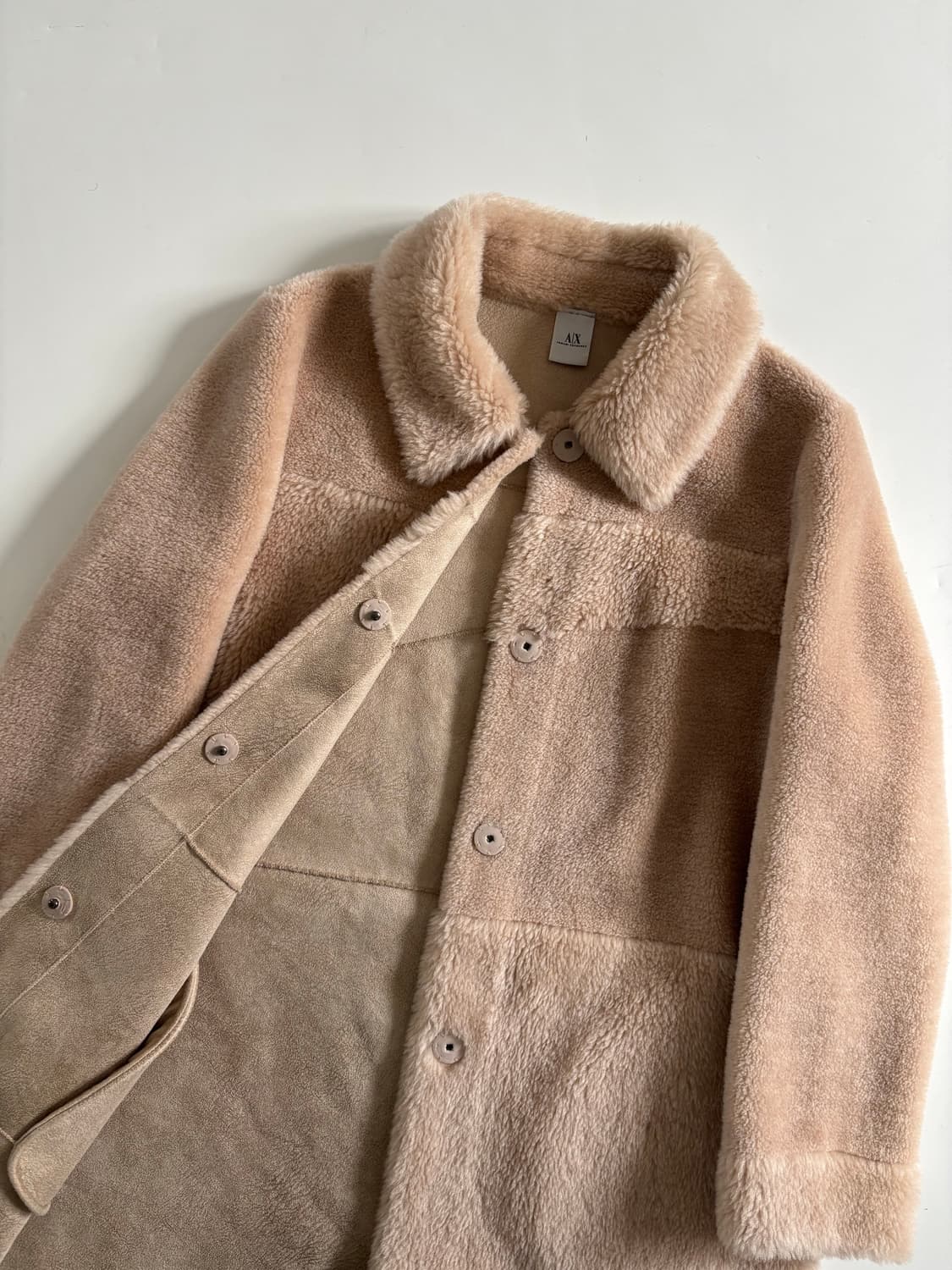 Armani 아르마니 익스체인지 아이보리 롱 리버시블 퍼 코트 상품이미지9