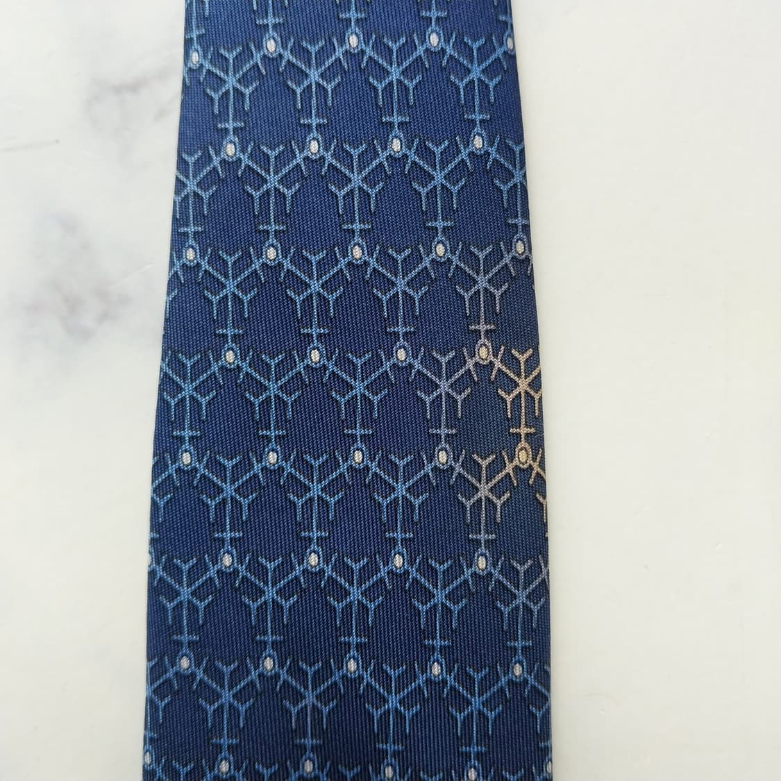 에르메스 실크 네이비 패턴 넥타이 9cm B등급 K2444 상품이미지9