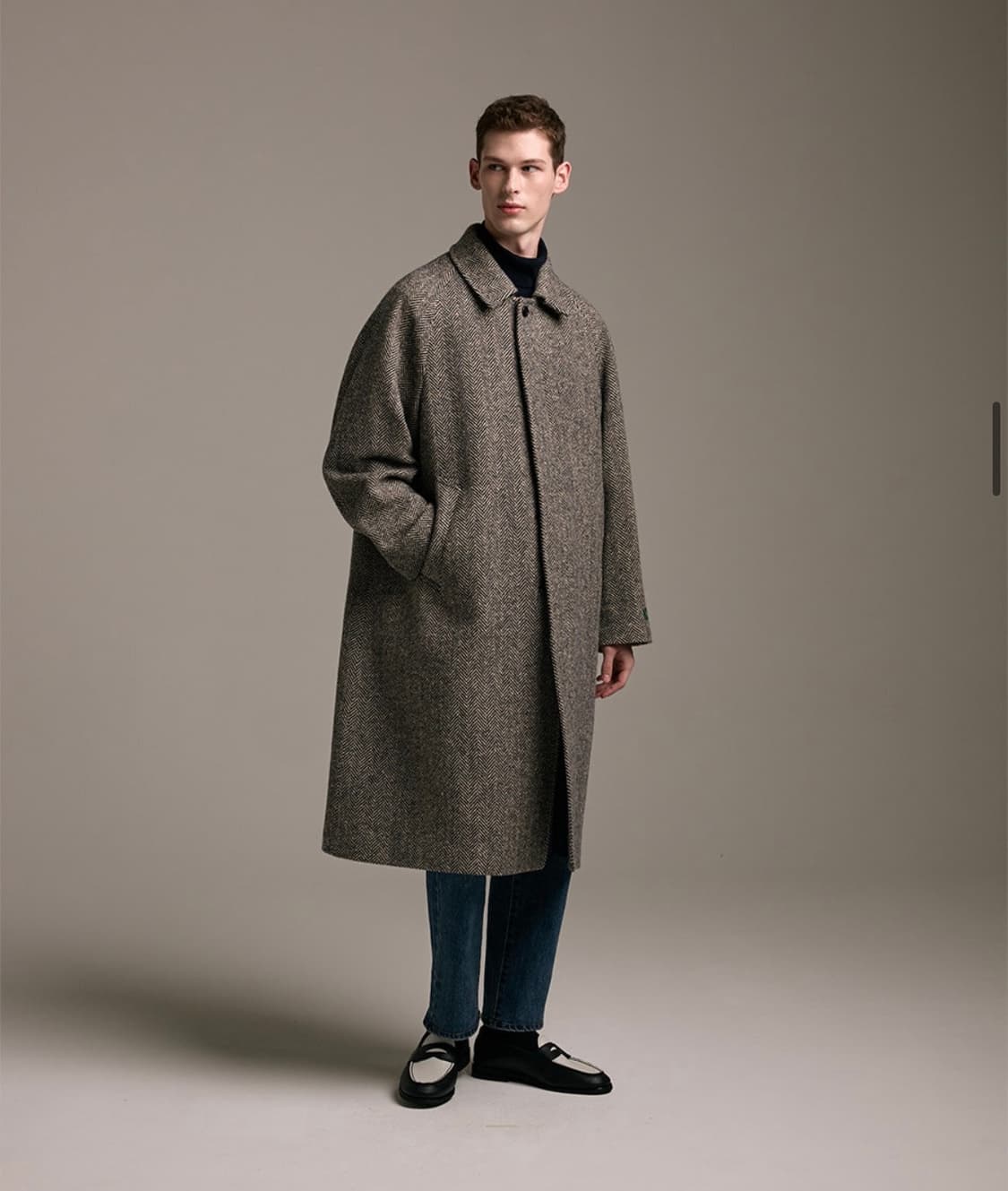 제로라운지 25FW Magee 마지 원단 도네갈 헤링본 발마칸 코트 L 상품이미지8