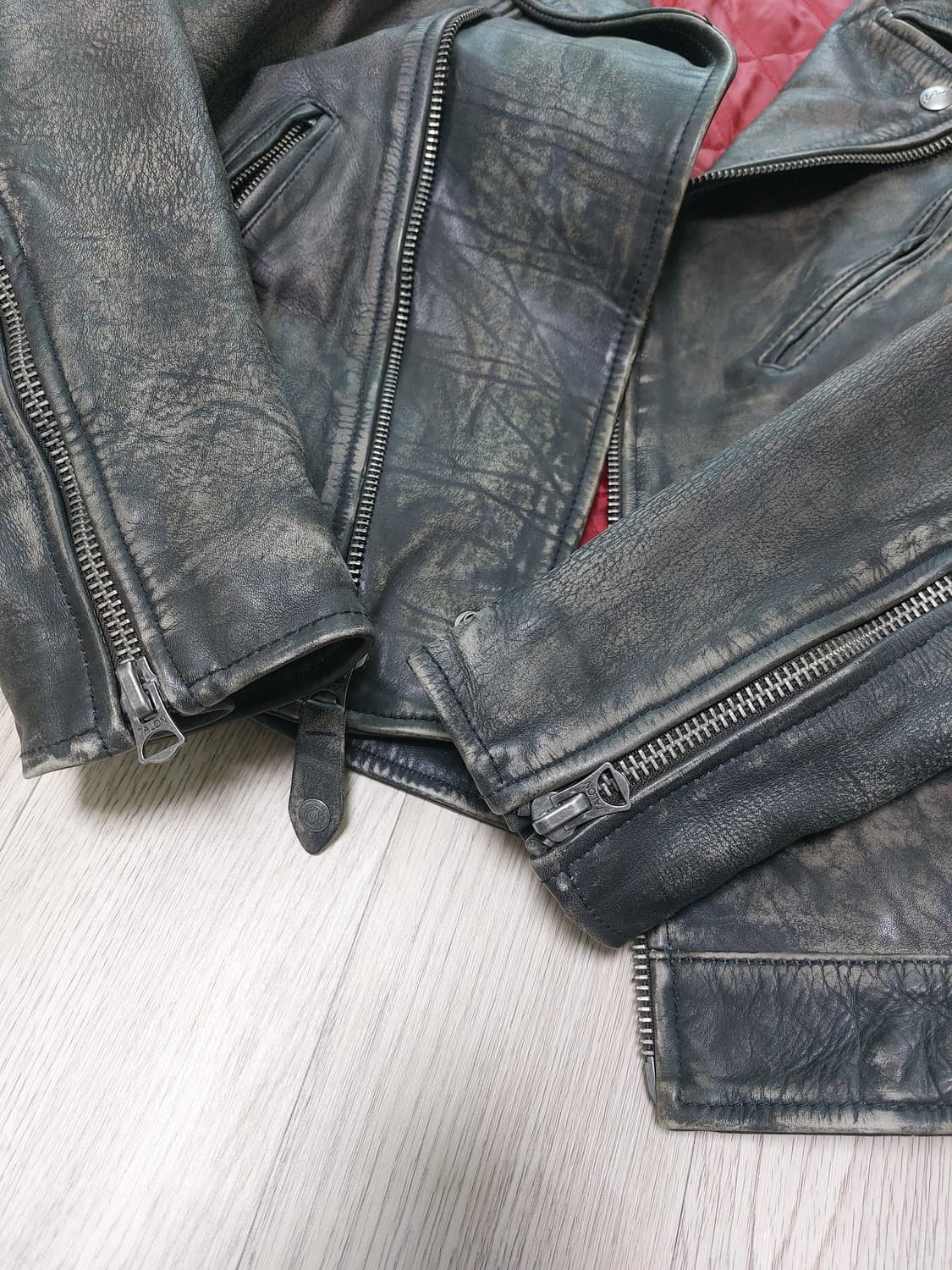 폴로 랄프로렌 레더 바이커 라이더 카우하이드 오일클로스 가죽자켓 M 상품이미지6