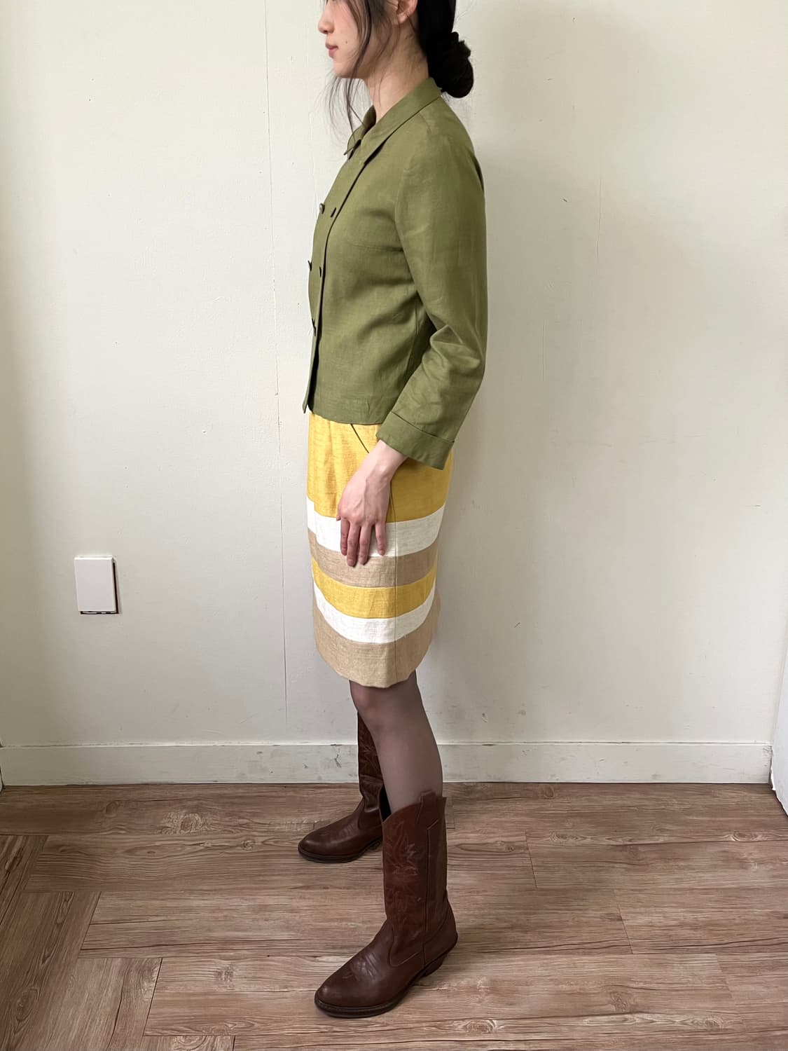 Angelo Tarlazzi 올리브 린넨 더블 자켓 상품이미지9