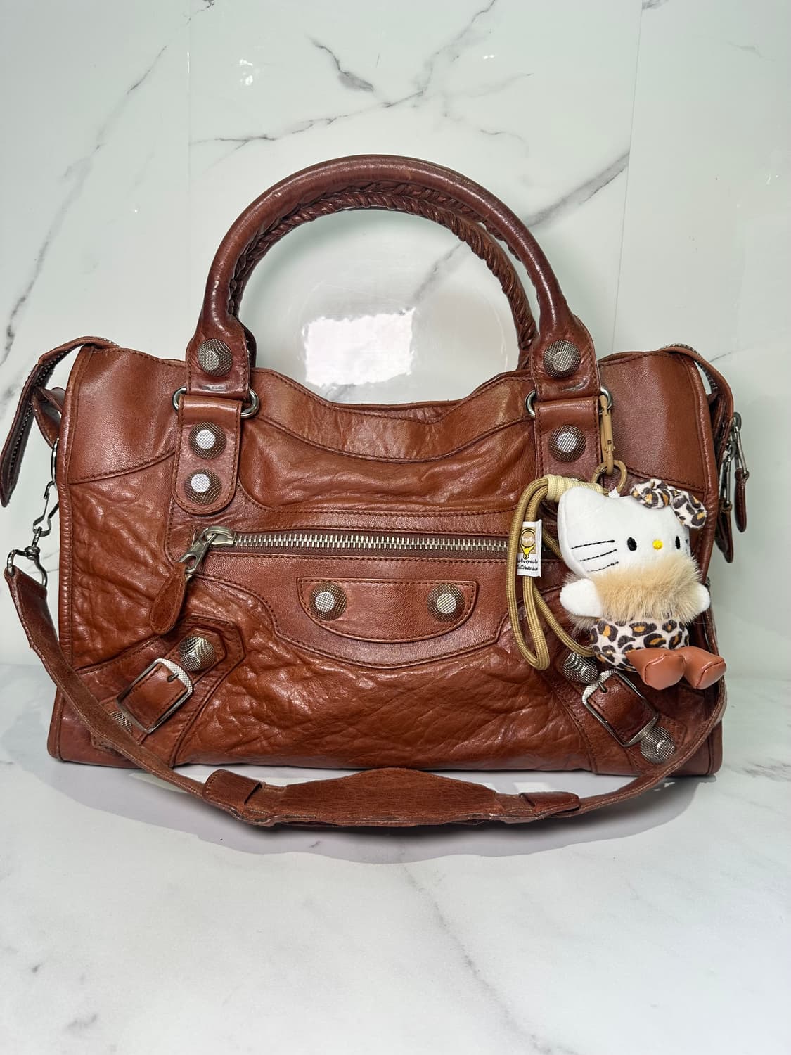 [A 정품] 발렌시아가 자이언트 시티 모터백 미디움 브라운 상품이미지6