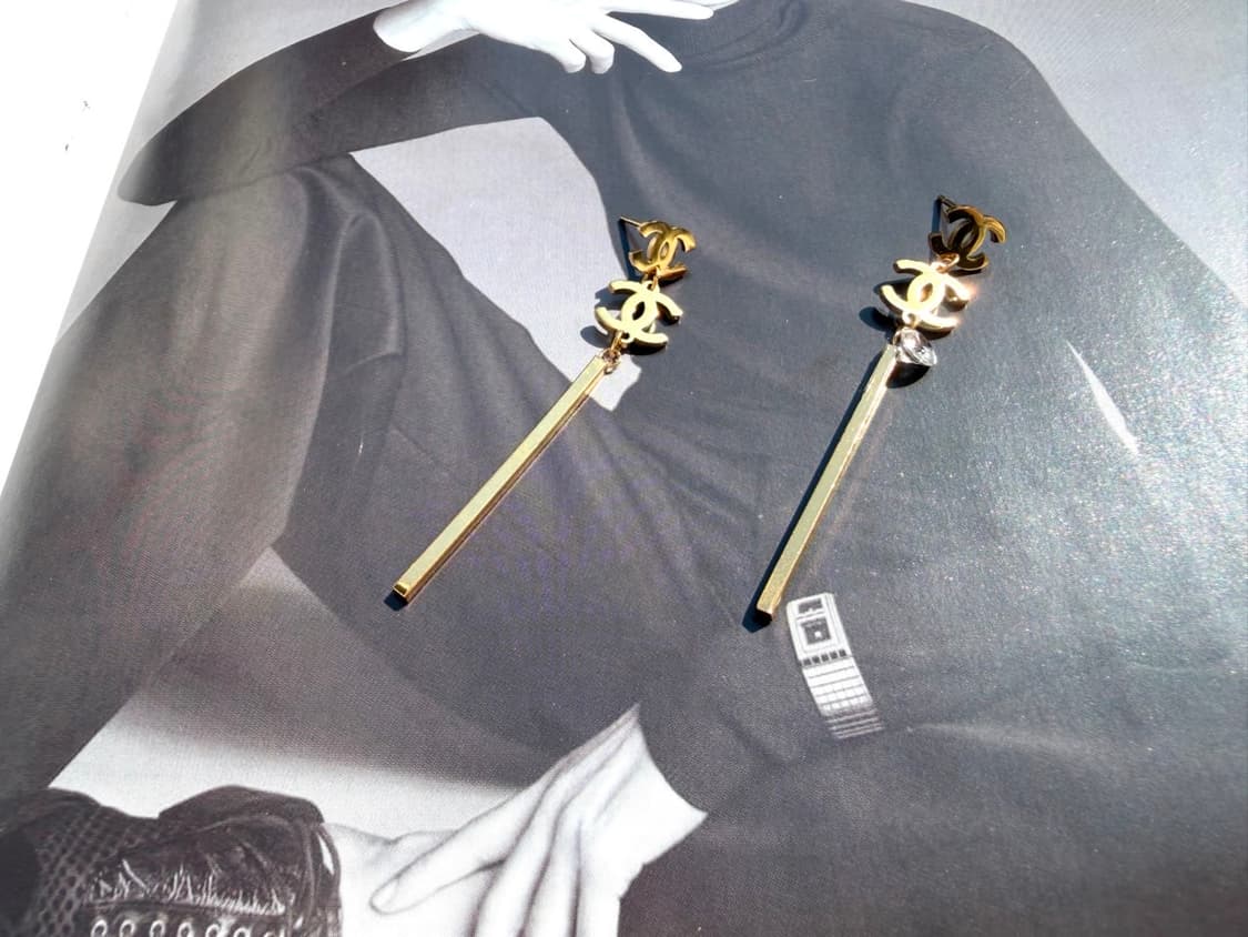 샤넬 레이어드 드롭 이어링 골드 상품이미지5