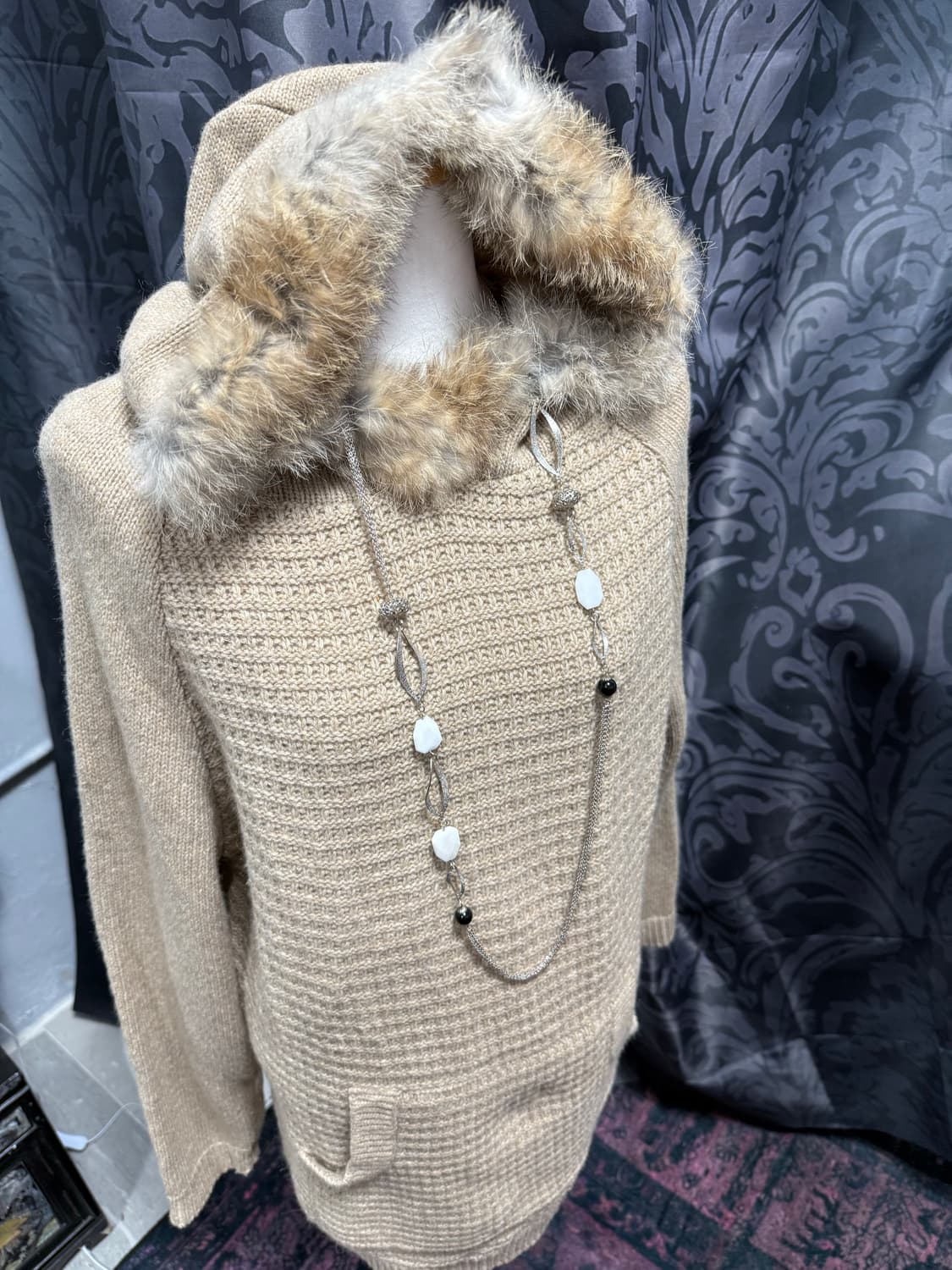 갸루 퍼 니트 후드집업 상품이미지2