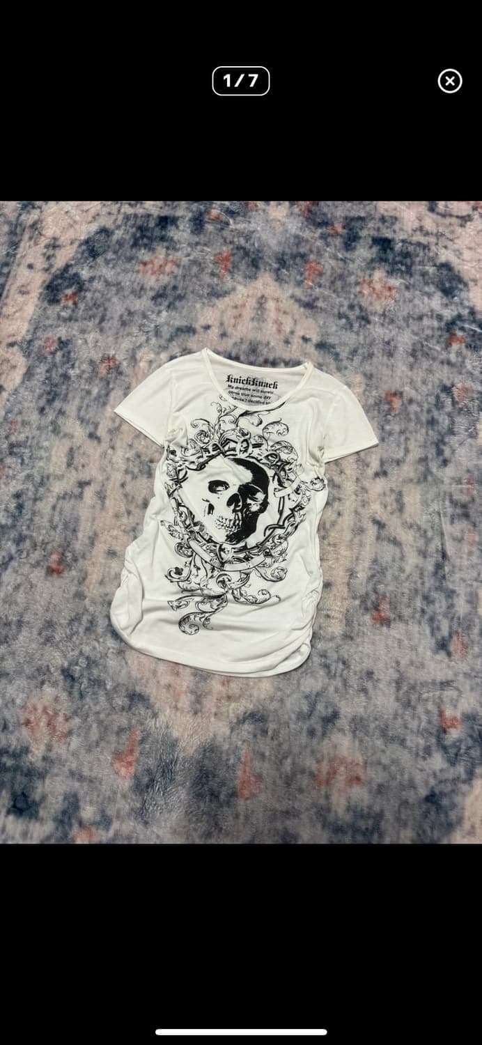 Knick knock skull printing shirring top 상품이미지1