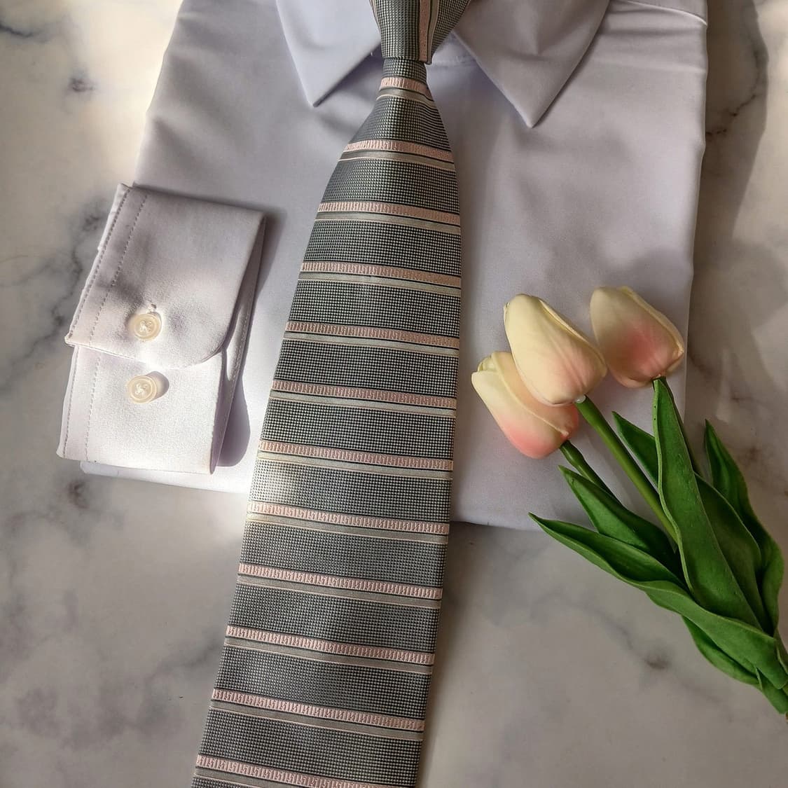 발망 실크 그레이 스트라이프 넥타이 9.5cm A+~A등급 A19569
 상품이미지6