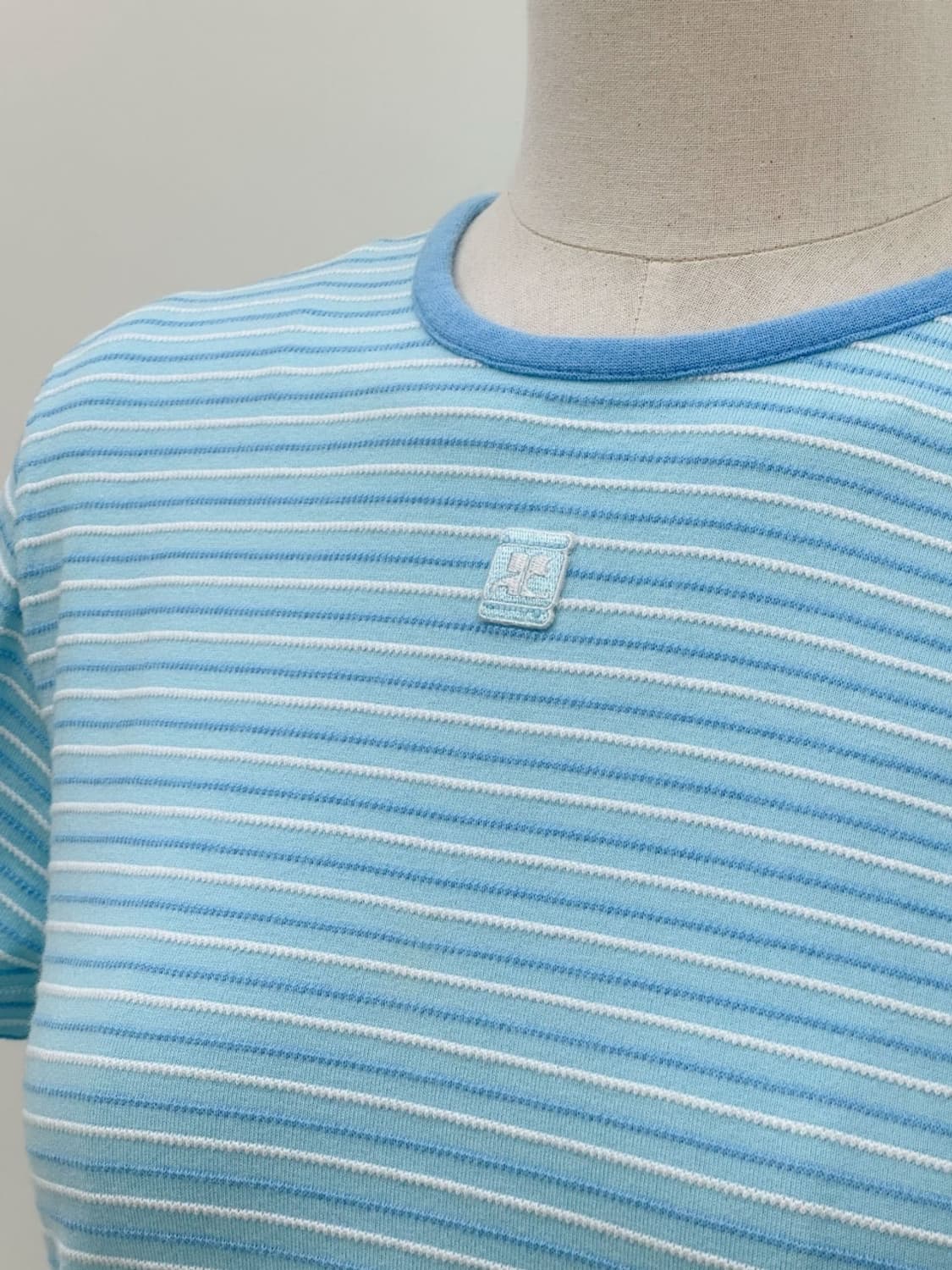 courreges / 꾸레쥬 스카이블루 스트라이프 반팔 티셔츠  상품이미지7