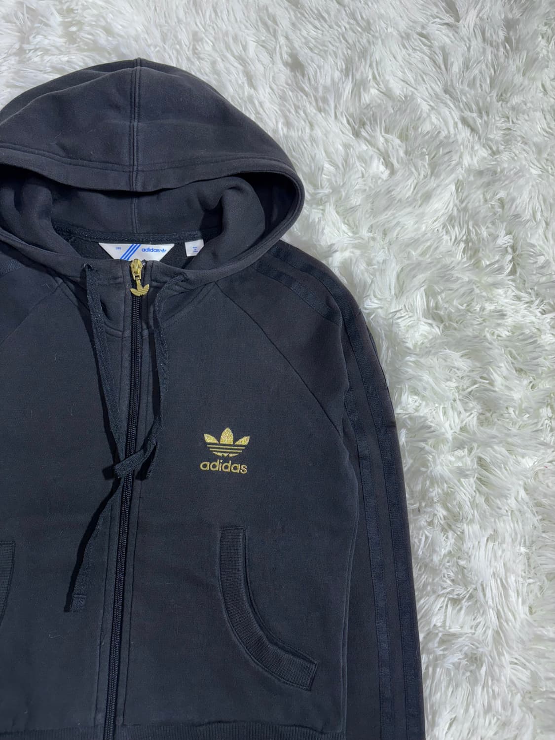 아디다스 블랙 빅로거 딱붙핏 후드집업  상품이미지7