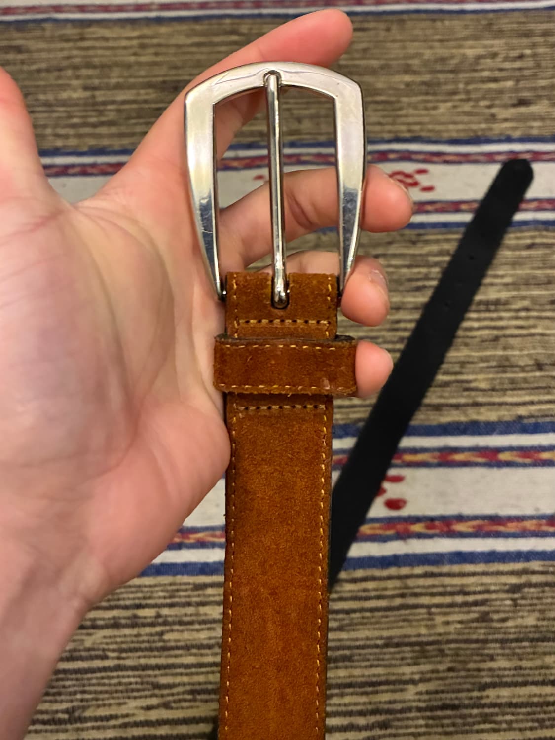 (30~33)Italy 베라펠레 이태리 레더 스웨이드 웨스턴벨트 브라운 상품이미지2