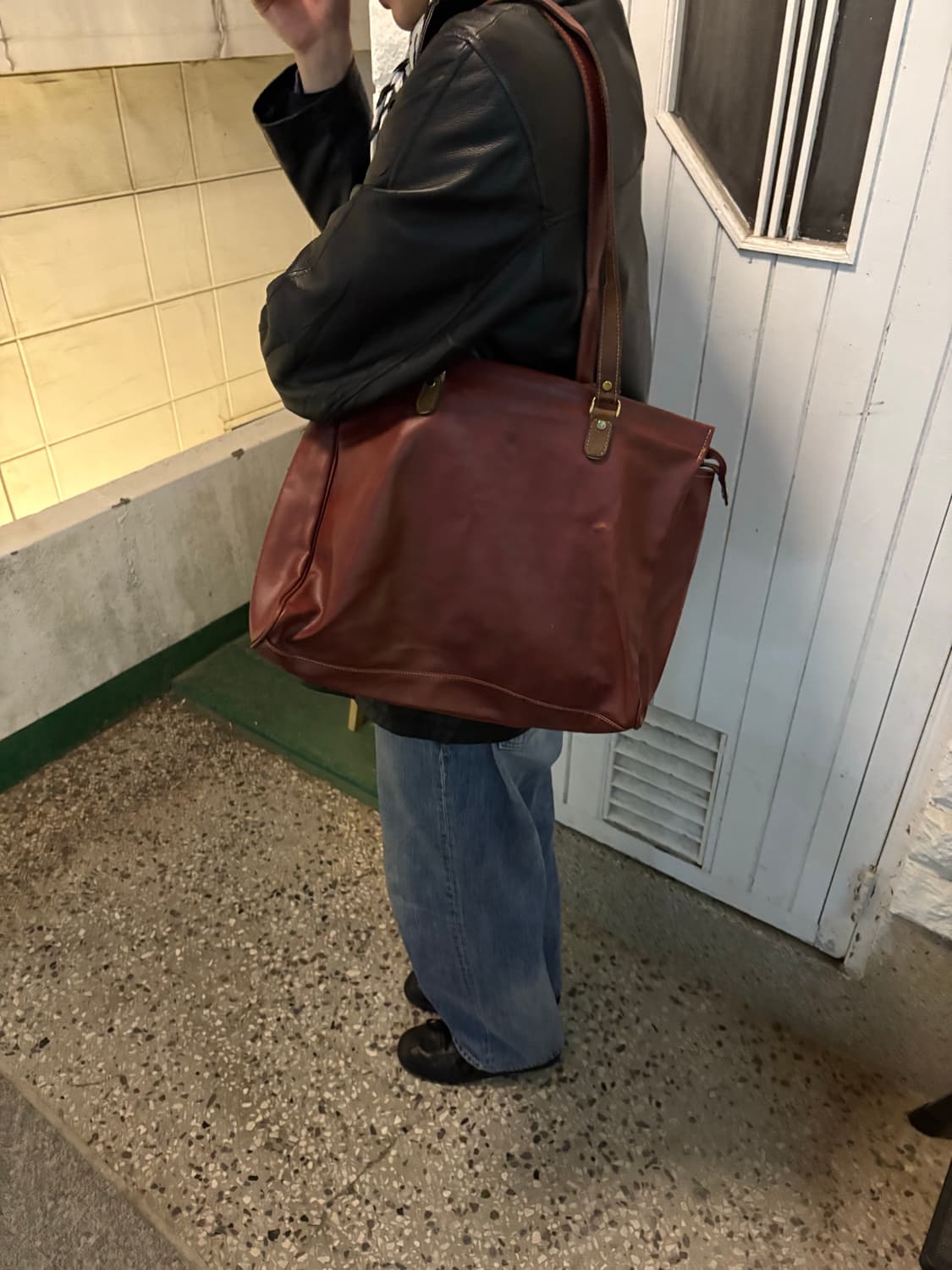 vtg cowhide wave tote bag 상품이미지2