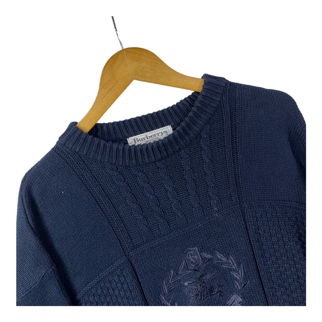 [Burberry] 90's 버버리 크레스트 엠브로이드 케이블 니트 상품이미지3