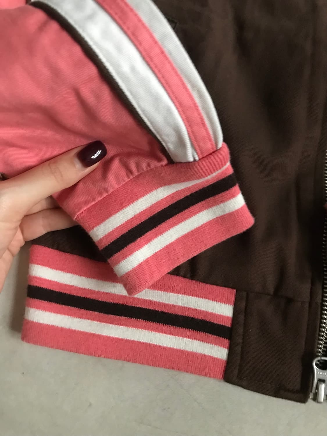 아디다스 브라운 핑크 빅로고 면집업 상품이미지8