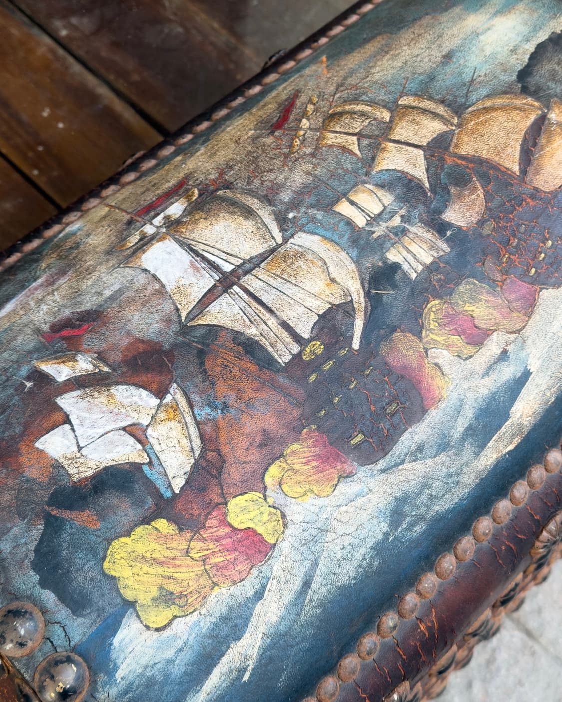 빈티지 소품 유럽 가죽 트렁크 상품이미지4