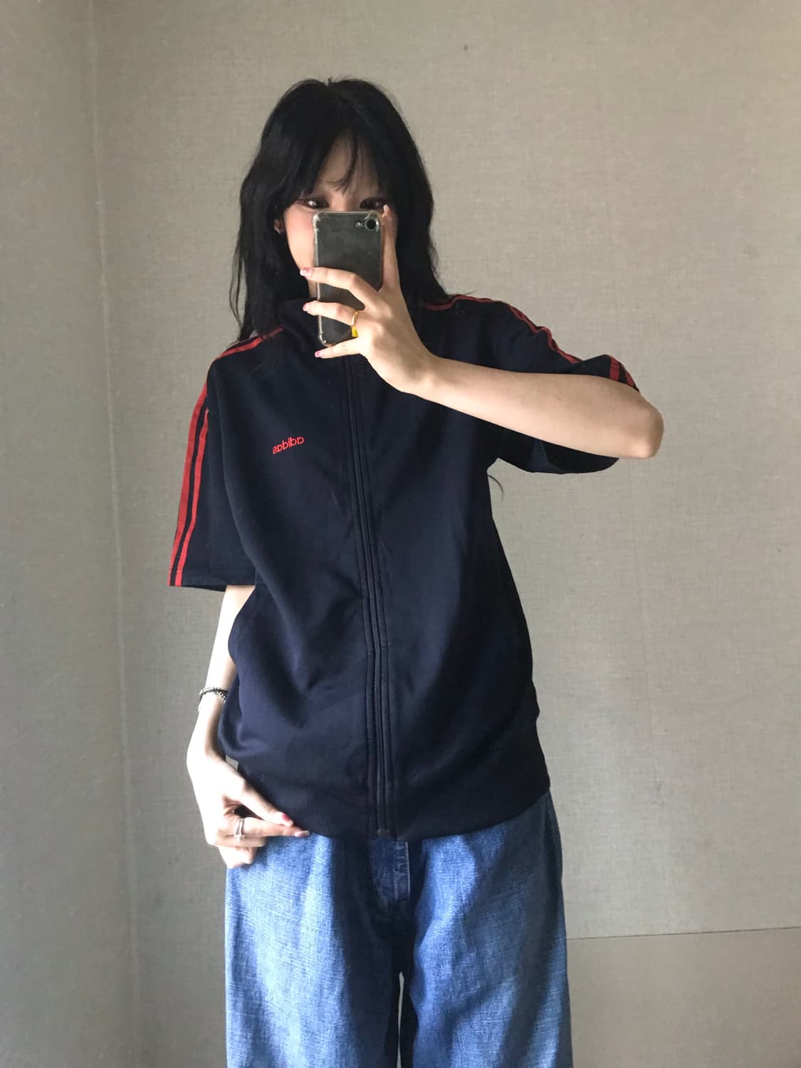 아디다스 네이비 레드 반팔져지 상품이미지1