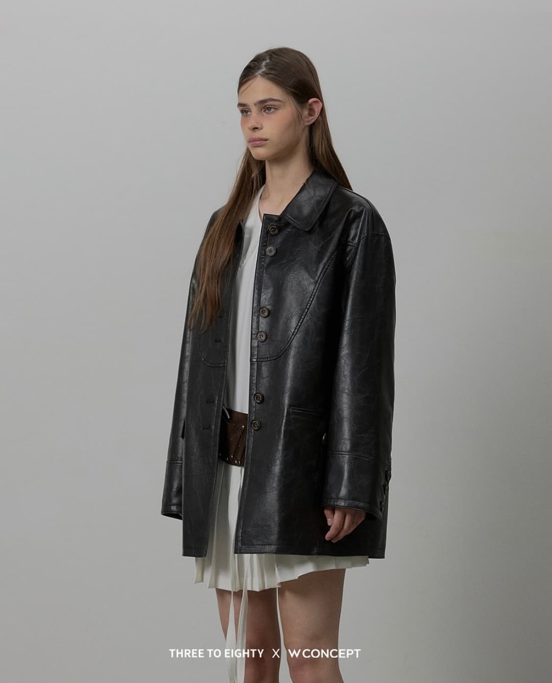 쓰리투에이티 스플릿 레더 자켓 블랙 상품이미지3