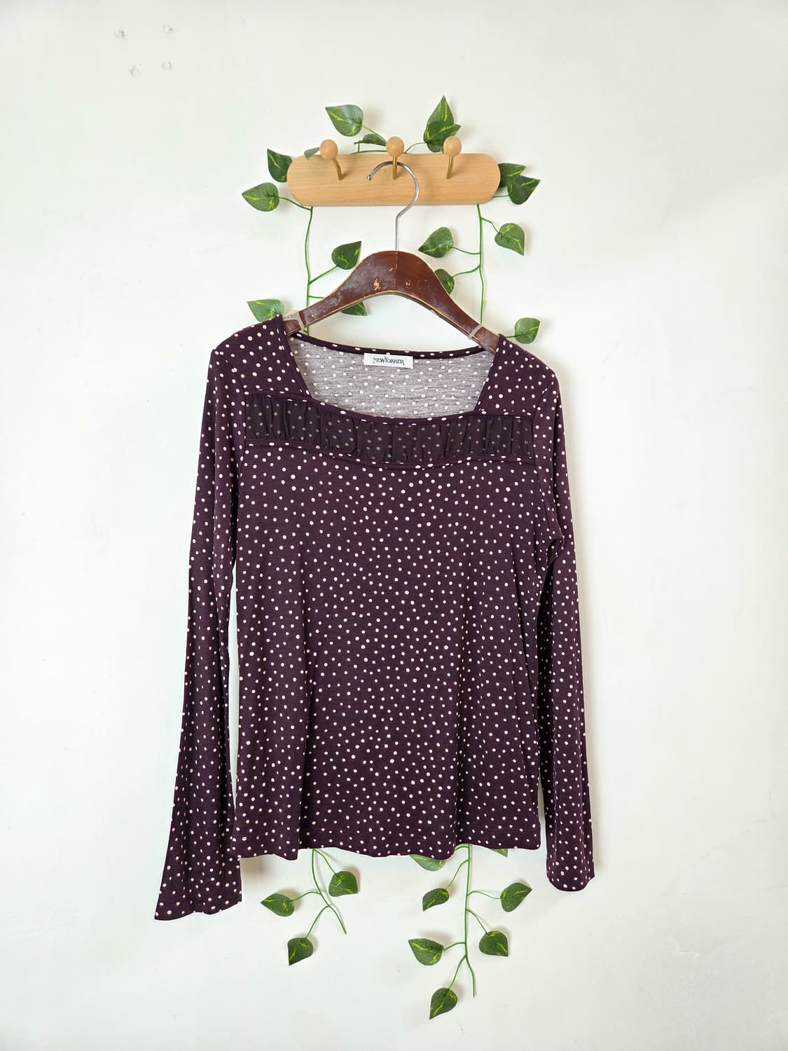 버건디 도트 슬리브 상품이미지1