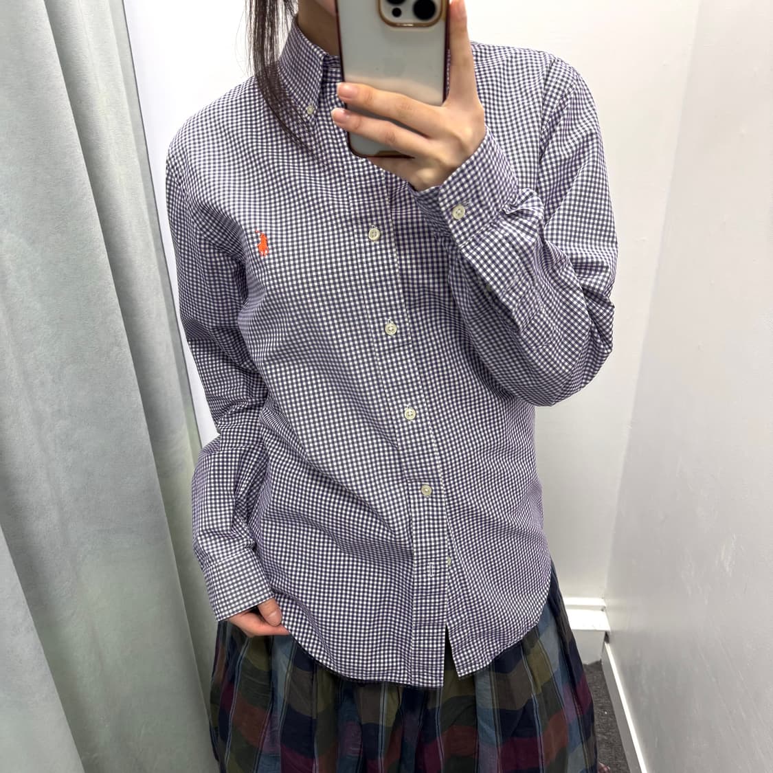 폴로 퍼플 체크 슬림핏 셔츠 상품이미지1