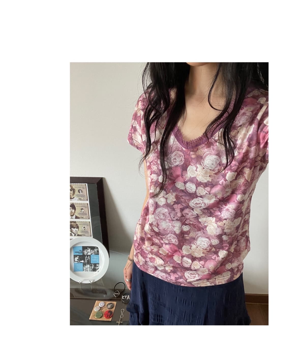 rose patterned lace top 상품이미지2