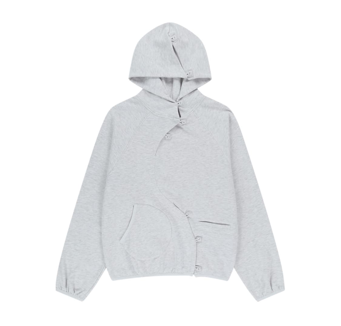 산산기어 버튼 후디 후드티 화이트 멜란지 3 상품이미지1