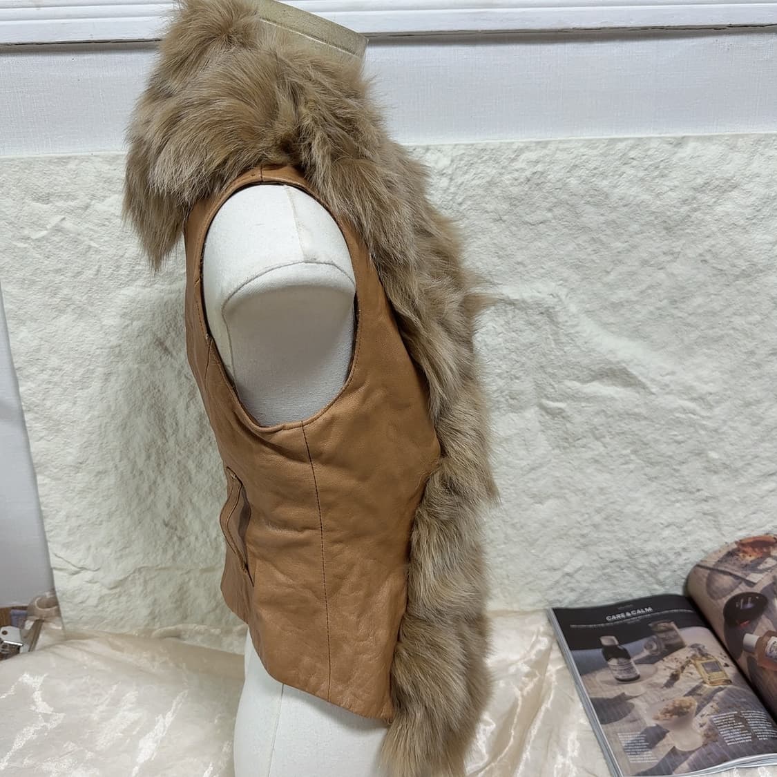 빈티지  ONLY 여우털 폭스퍼 양가죽 조끼 베스트 상품이미지2