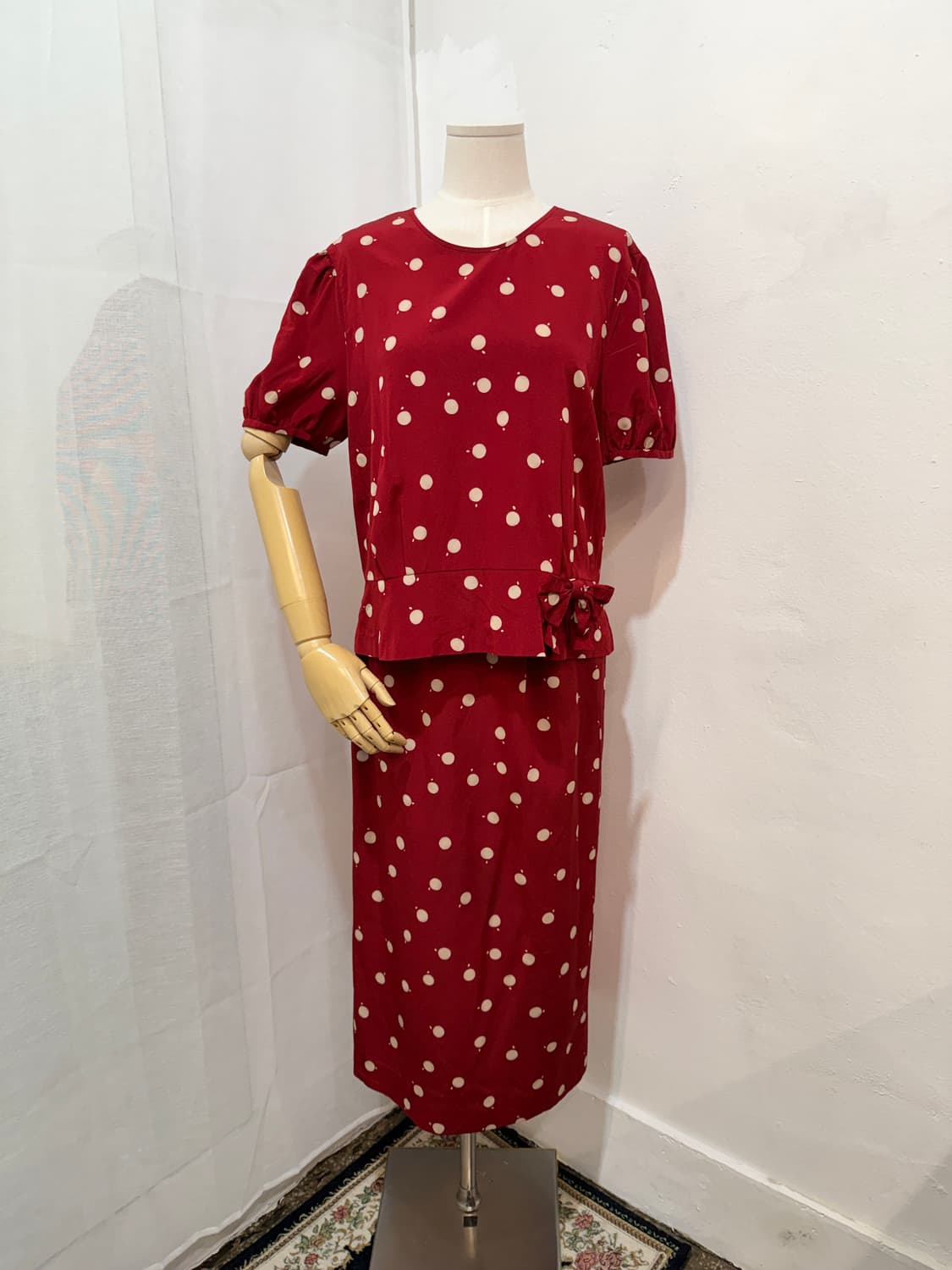 일본빈티지 레드 도트 땡떙이 셋업 투피스 3751 상품이미지1