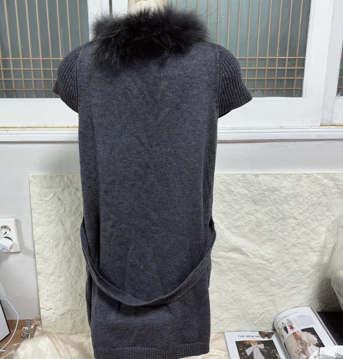 빈티지 그레이 여우털 폭스퍼 니트 조끼 베스트 상품이미지4