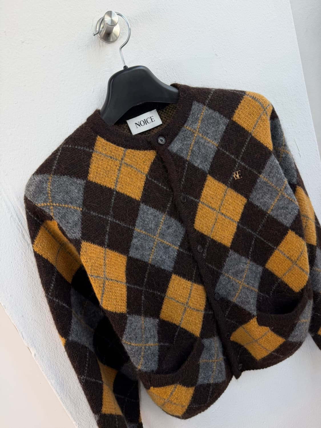 노이스 아가일 패턴 모헤어 가디건  상품이미지3