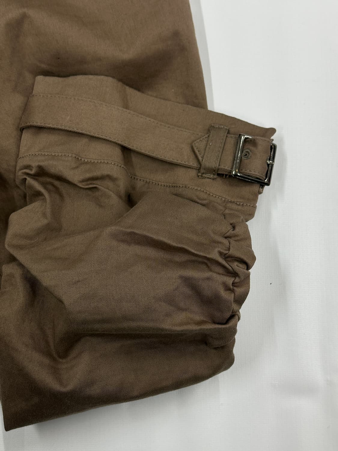 y2k 핀터 벨트 로우라이즈 7부 팬츠 일본 빈티지 셔링 베이지 브라운 상품이미지7