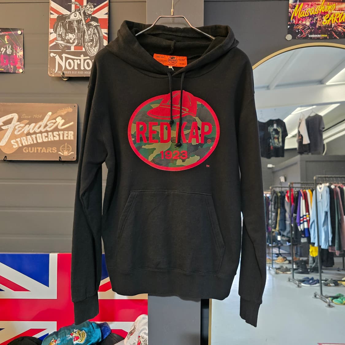 레드캡 카모 로고 후드티 블랙 L 오버핏 상품이미지1