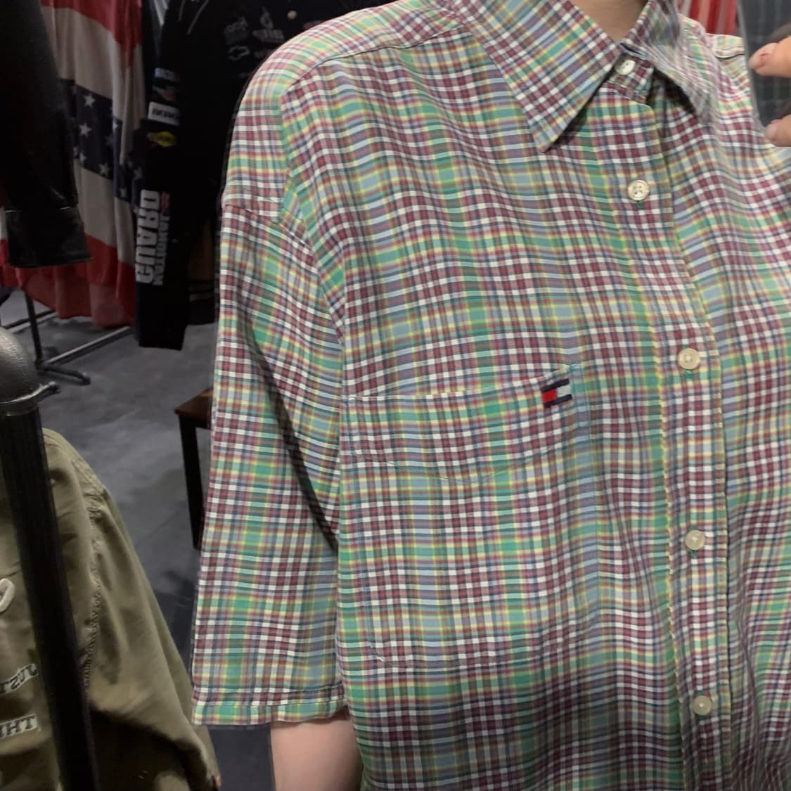 [IM] 타미힐피거 체크 반팔 셔츠 그린 상품이미지5